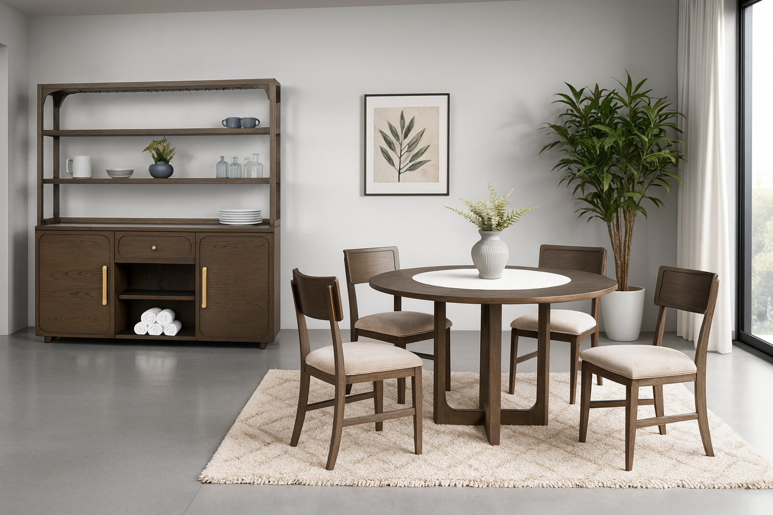 Vellara Round Dining Table & Side Chair (2/Ctn) & Hutch & Buffet