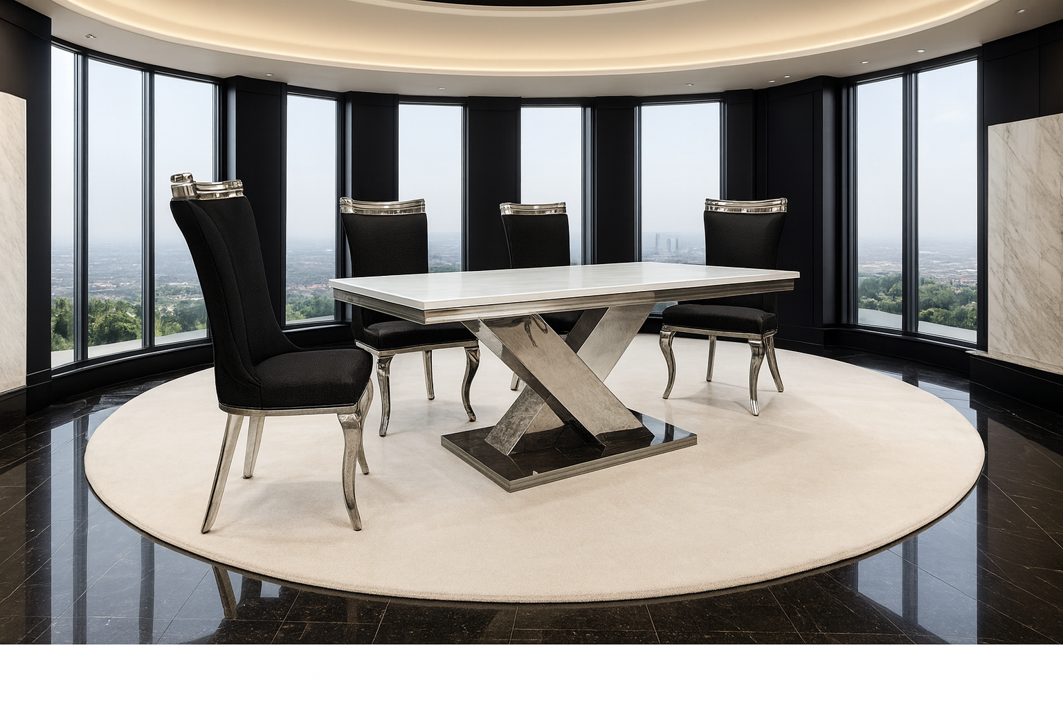 Palazzo Dining Table & Silver Chair (2/CTN)