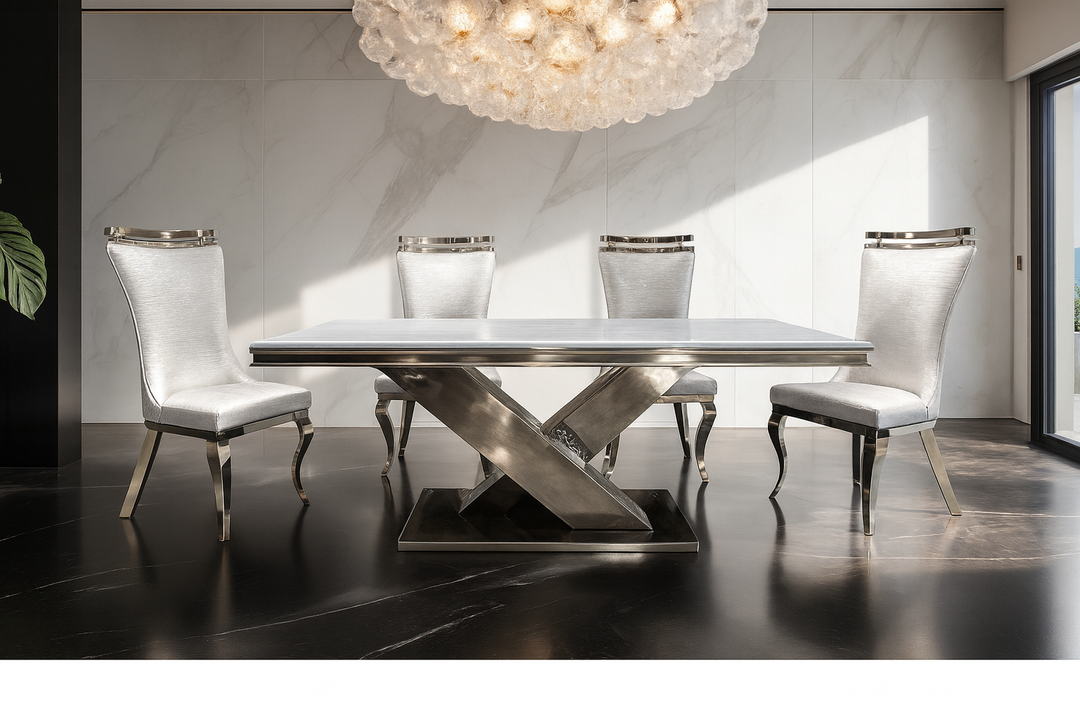 Palazzo Dining Table & Silver Chair (2/CTN)