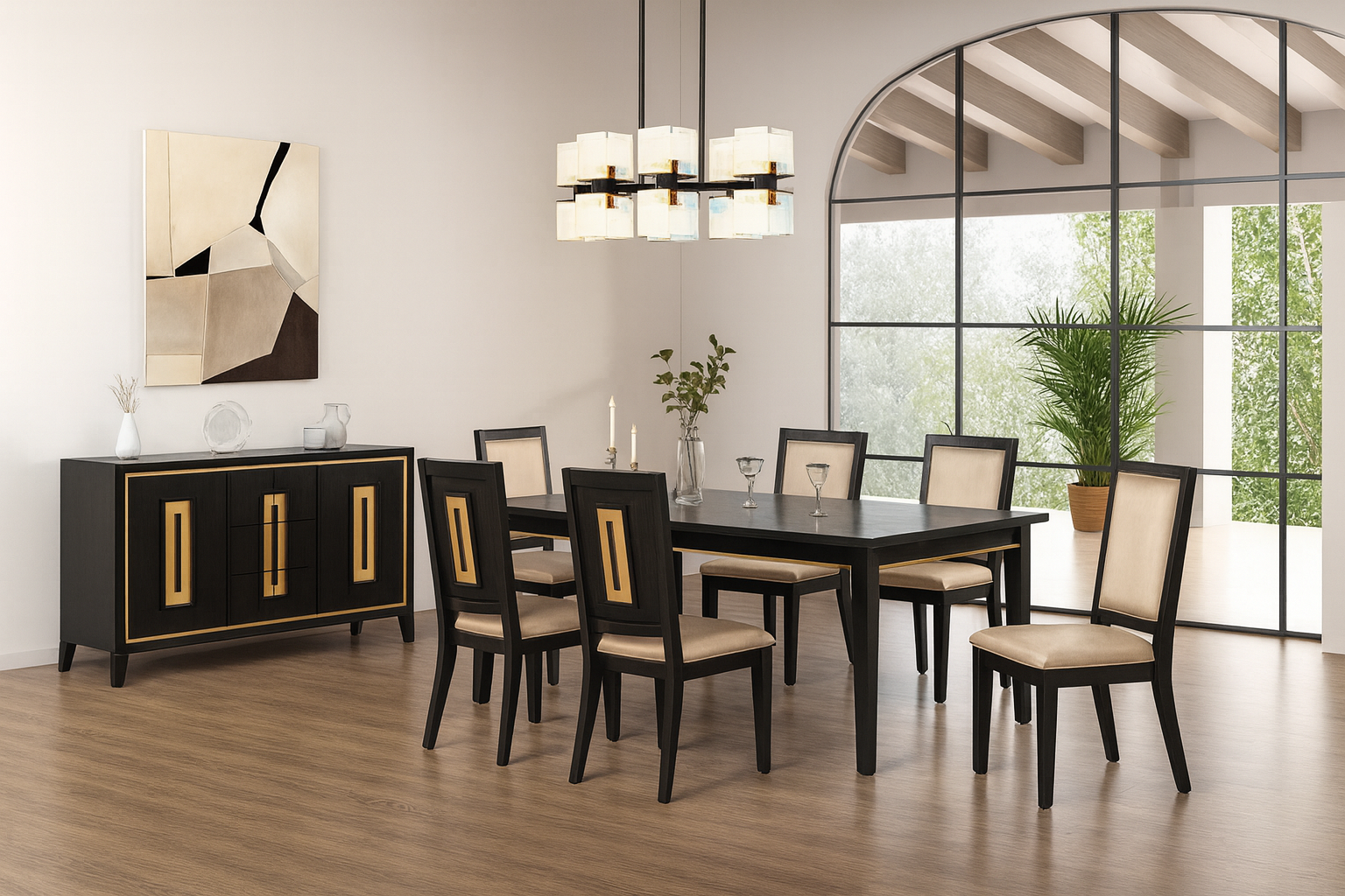 Kenyada Dining Table & Side Chair (2/CTN) And Server