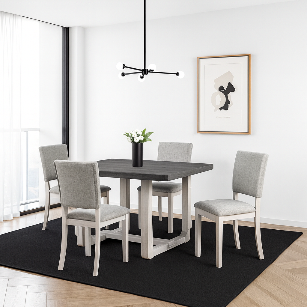 Sauro Dining Table & Upholstered Side Chair (4/Ctn)
