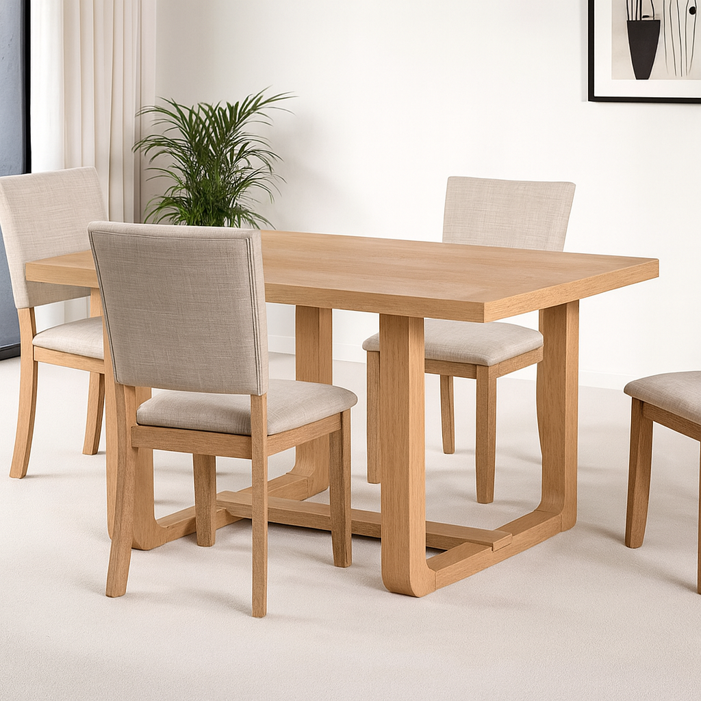 Sauro Dining Table & Upholstered Side Chair (4/Ctn)